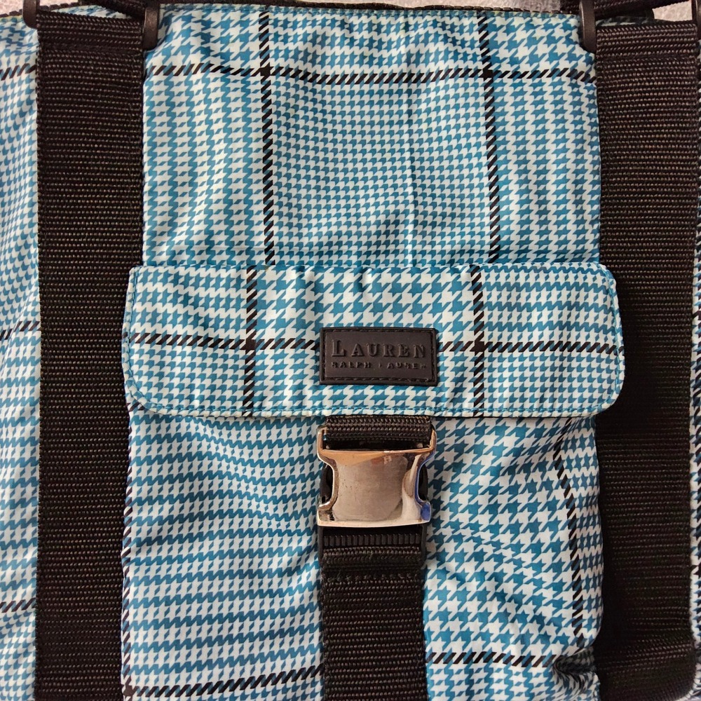 Vintage Lauren Ralph Lauren Tote Bag Purse Houndstooth Buckle Pocket Zip Y2K